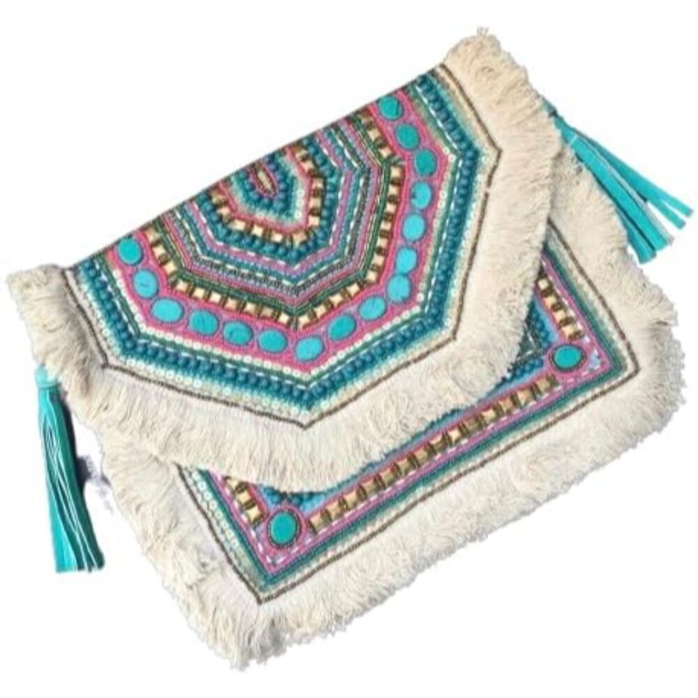 Bohemian Beaded Bag Jute Crossbody Shoulder Tote Women's Accessory
